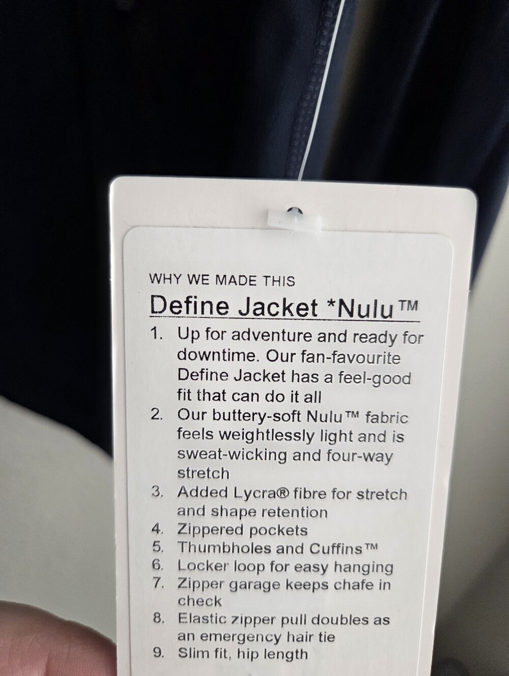 Lululemon Define Jacket Nulu in True Navy size 12 NWT - Picture 6 of 9